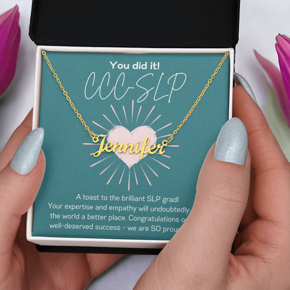 SLP Graduation Gift Custom Name Necklace for Speech-Language Pathology Graduate