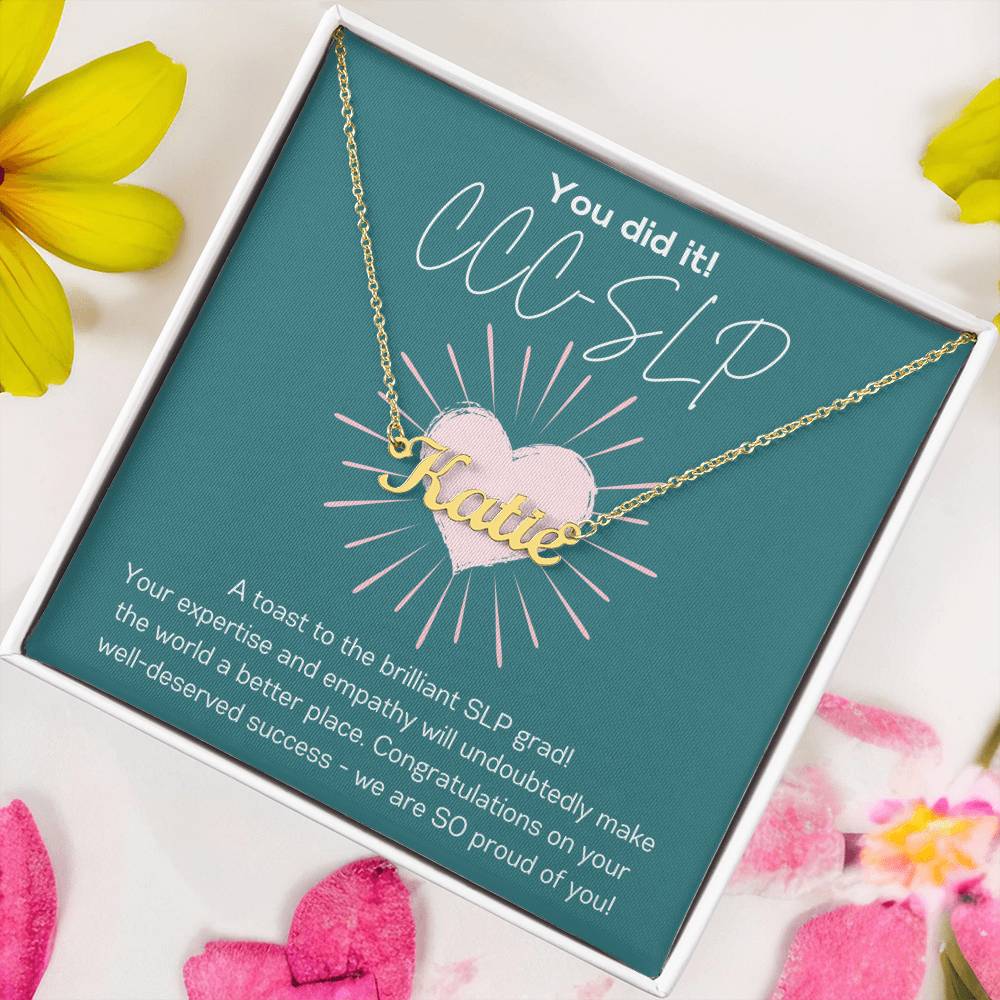 SLP Graduation Gift Custom Name Necklace for Speech-Language Pathology Graduate