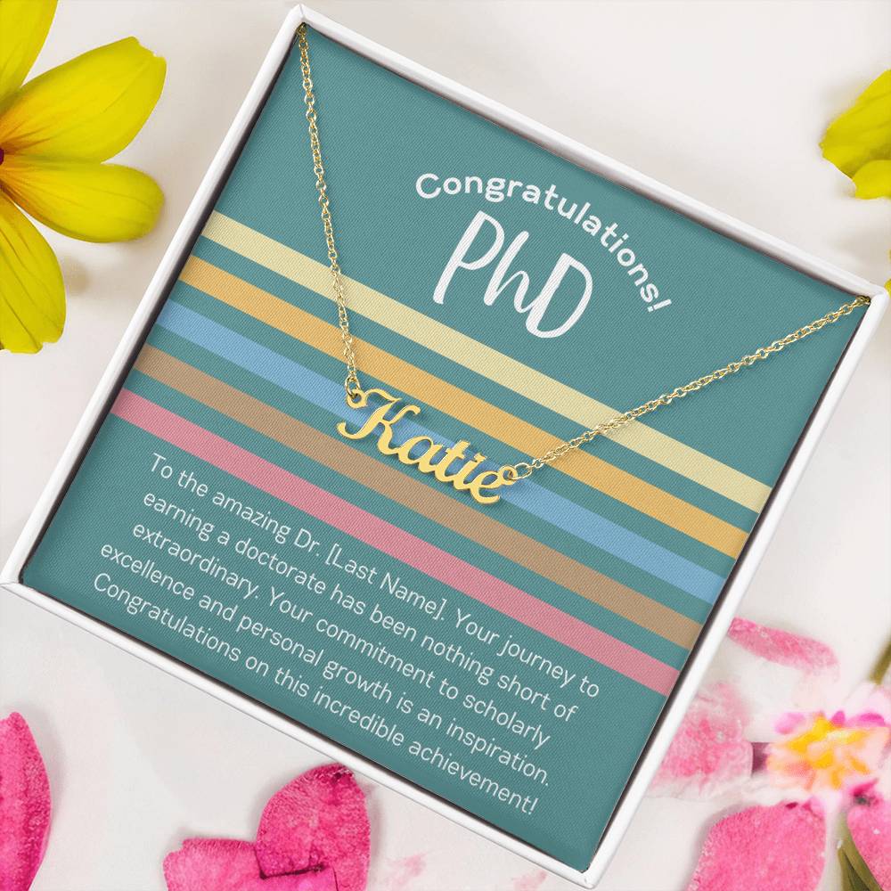 Custom Name Necklace Graduation Gift PhD Graduate Personalized Doctorate Gift