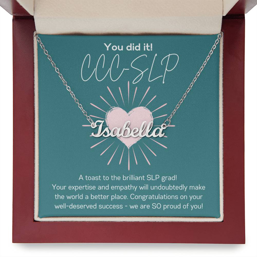 SLP Graduation Gift Custom Name Necklace for Speech-Language Pathology Graduate