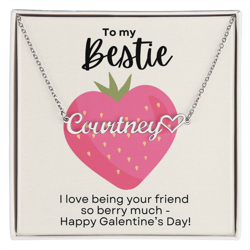 Bestie Galentine's Day Gift - BFF Valentine's Day Custom Heart Name Necklace