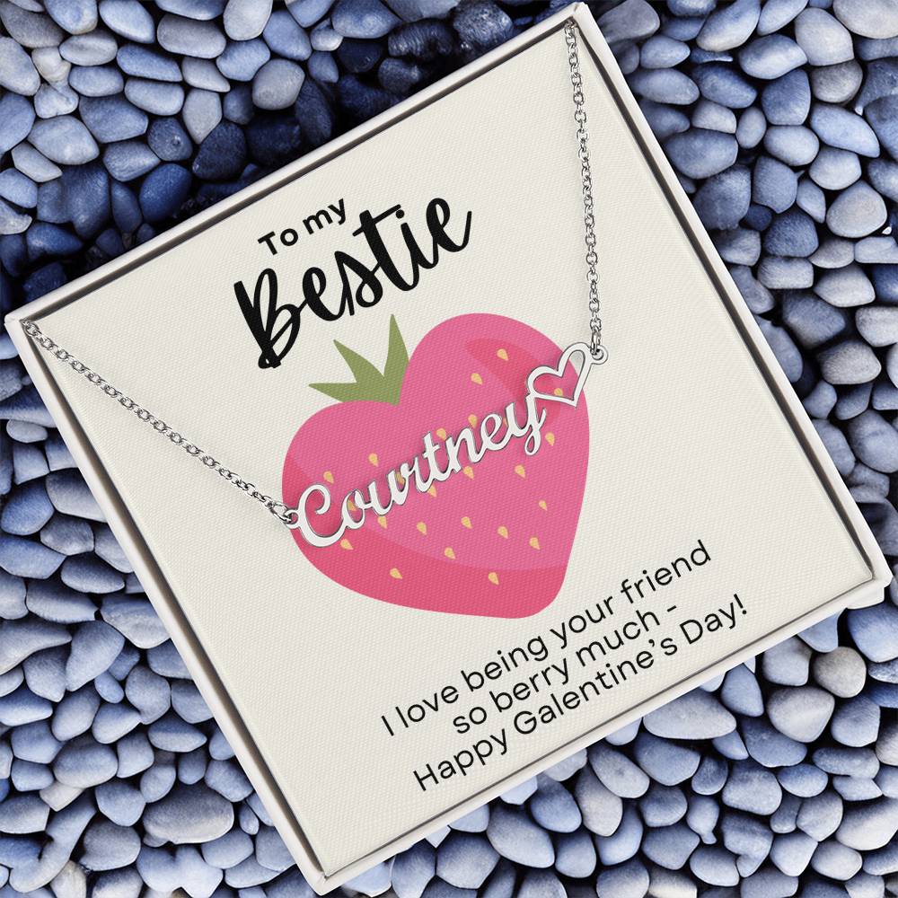 Bestie Galentine's Day Gift - BFF Valentine's Day Custom Heart Name Necklace