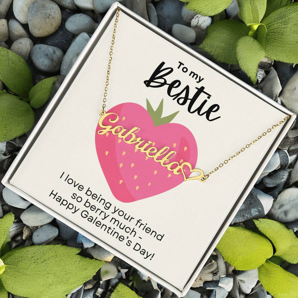 Bestie Galentine's Day Gift - BFF Valentine's Day Custom Heart Name Necklace