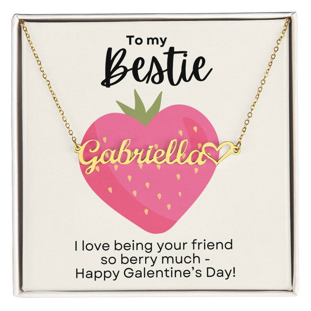 Bestie Galentine's Day Gift - BFF Valentine's Day Custom Heart Name Necklace