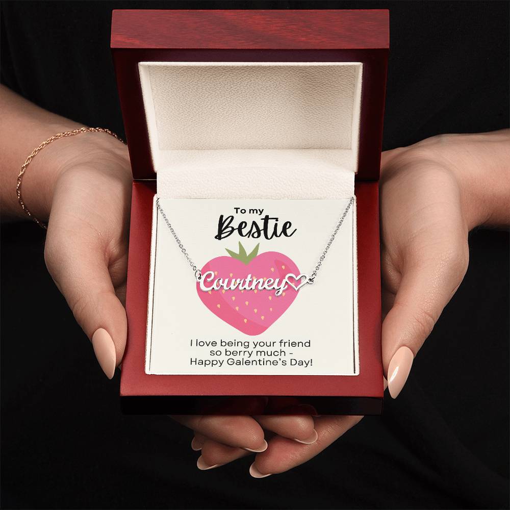 Bestie Galentine's Day Gift - BFF Valentine's Day Custom Heart Name Necklace