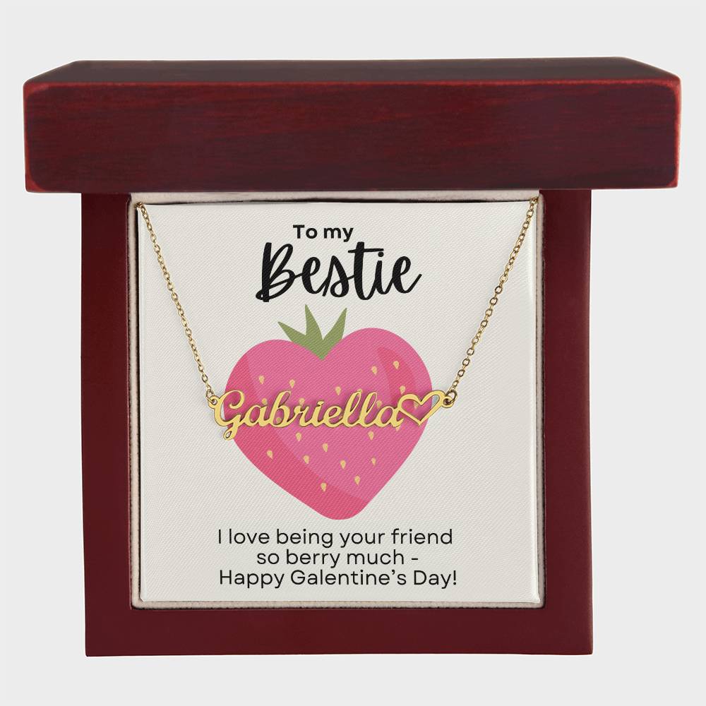 Bestie Galentine's Day Gift - BFF Valentine's Day Custom Heart Name Necklace