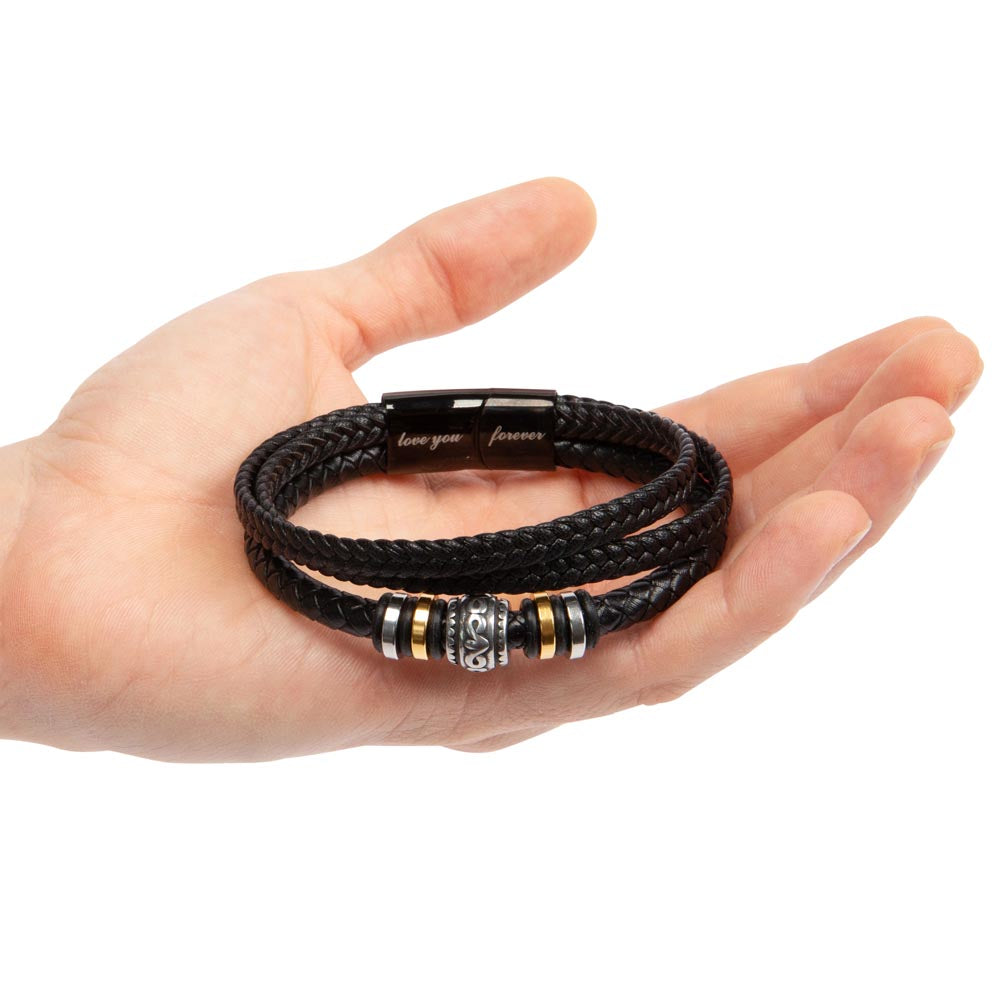 Sentimental Gift for Son from Mom - Love You Forever Braided Vegan Leather Bracelet