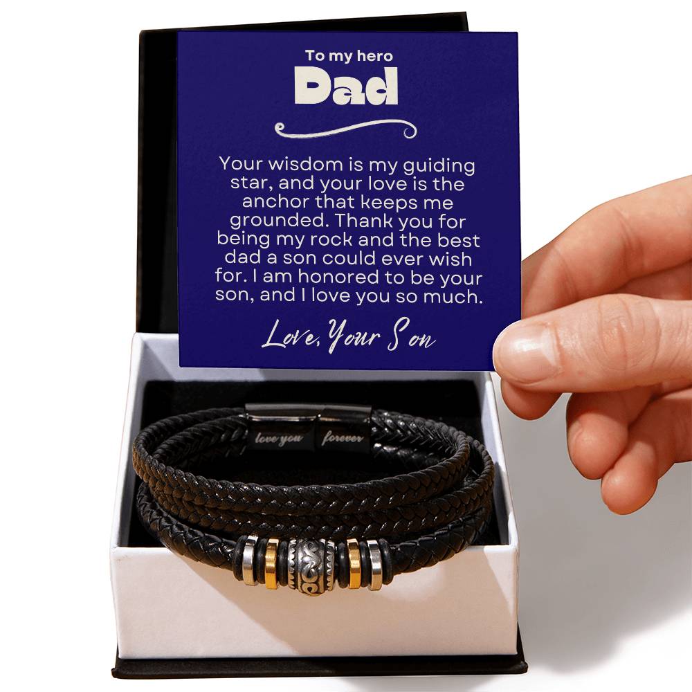 Father's Day Gift to Hero Dad from Son - Love You Forever Braided Bracelet