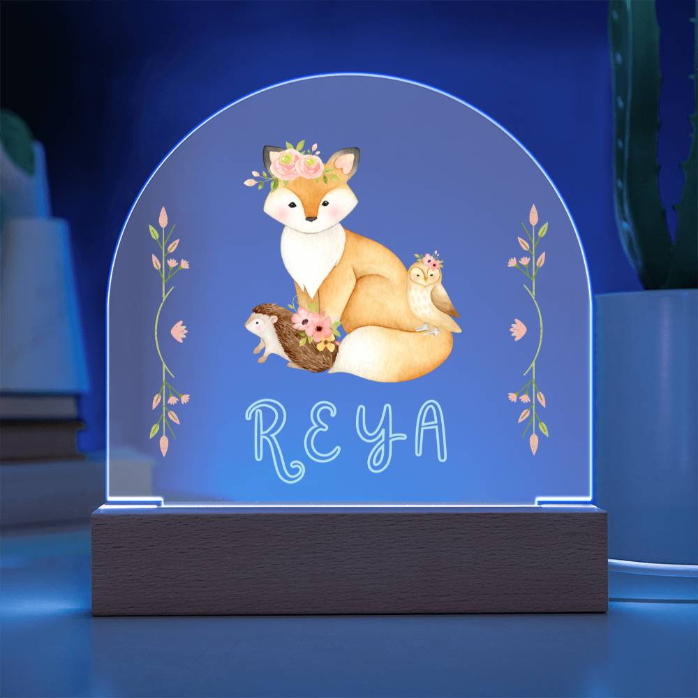 Custom Name Woodland Creature LED Acrylic Night Light for Child