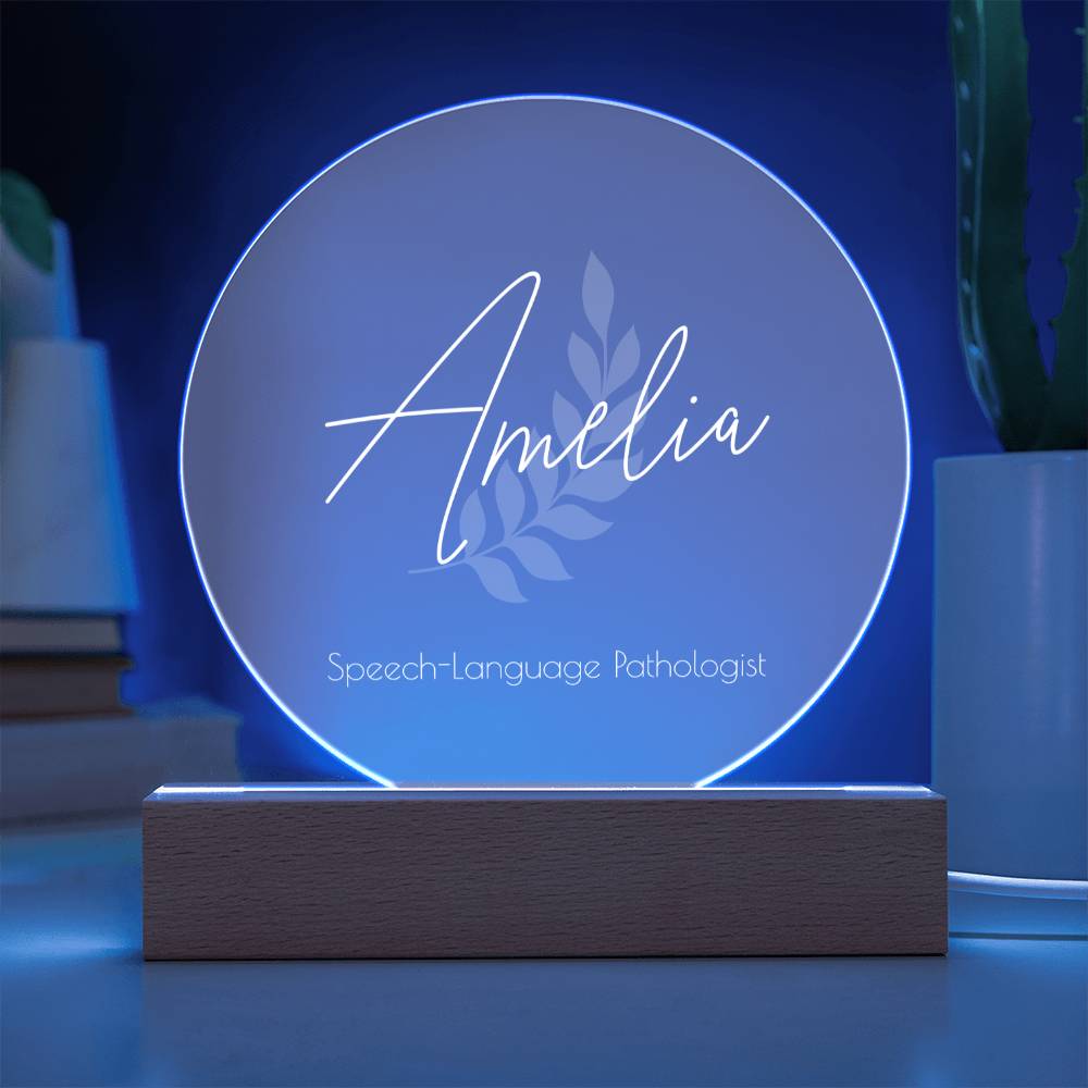 Custom Name Acrylic Plaque LED Desk Light for Health Professional