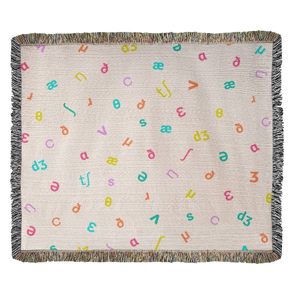 IPA Phonetic Symbol Blanket Graduation Gift for SLP, SLPA  - Heirloom Woven Blanket 50 x 60"