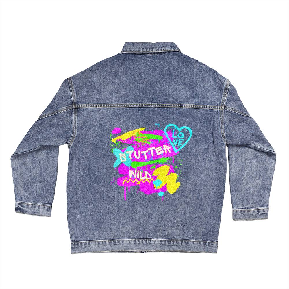 Stutter Wild Graffiti Women's Oversized Jean Jacket