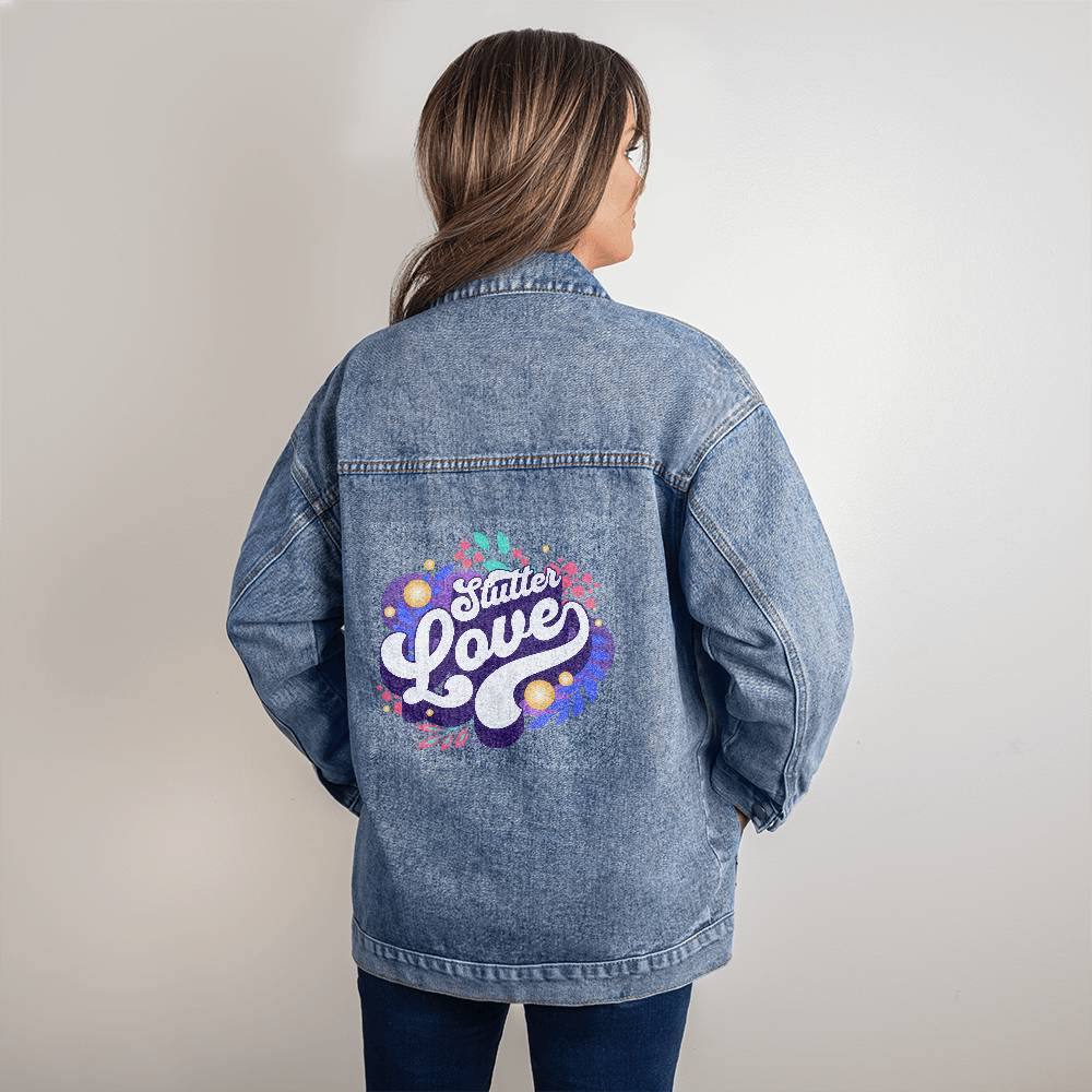 Stutter Love Retro Women's Oversized Jean Jacket