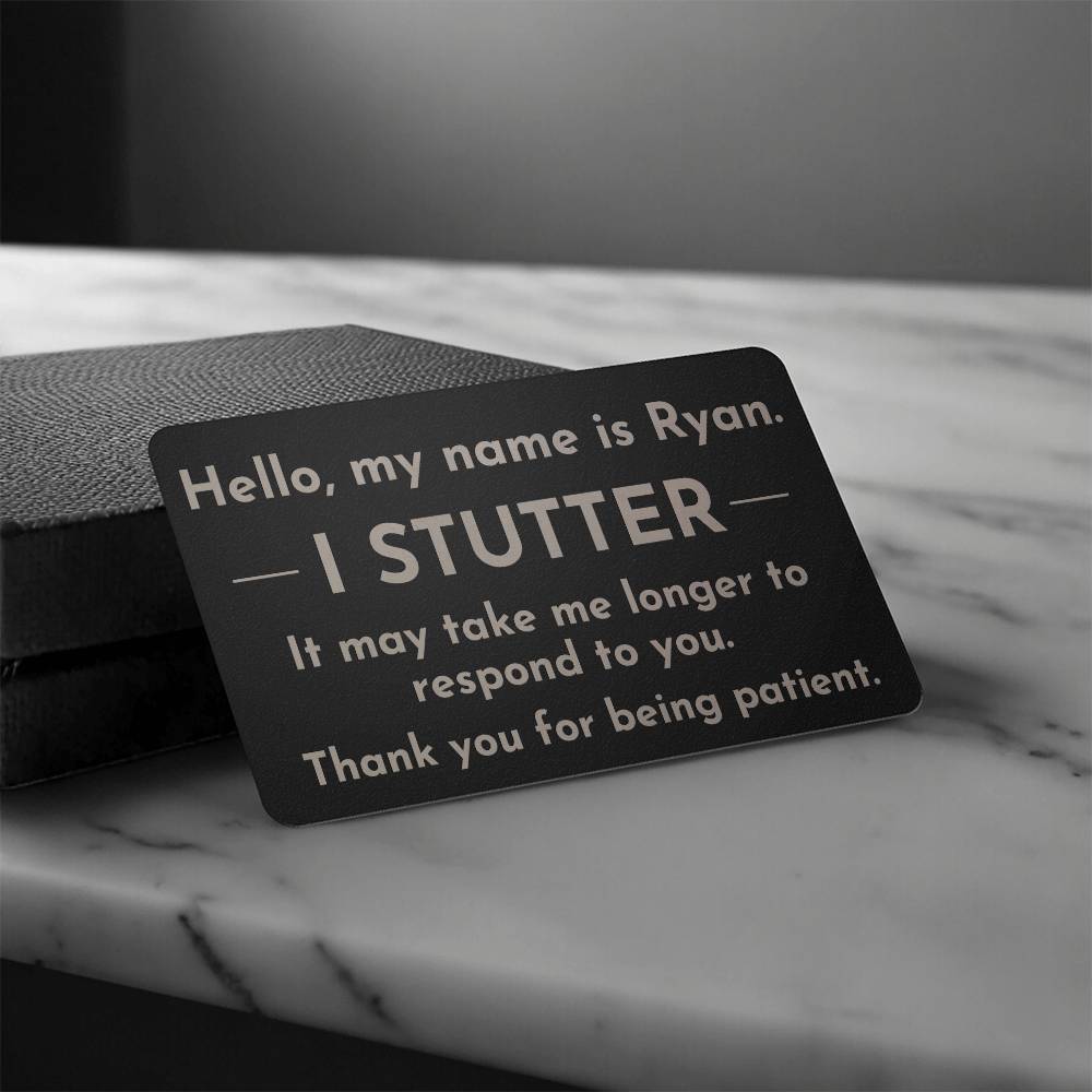 I Stutter Engraved Wallet ID Card, Stuttering Card Disability Rights, Self-advocacy for Person Who Stutters, Wallet Sized Identification Card