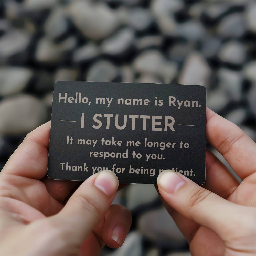 I Stutter Engraved Wallet ID Card, Stuttering Card Disability Rights, Self-advocacy for Person Who Stutters, Wallet Sized Identification Card