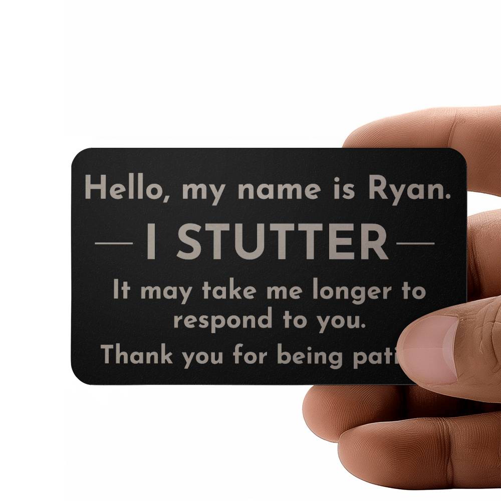 I Stutter Engraved Wallet ID Card, Stuttering Card Disability Rights, Self-advocacy for Person Who Stutters, Wallet Sized Identification Card