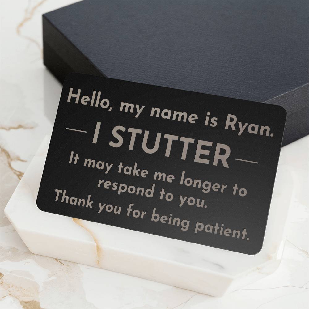 I Stutter Engraved Wallet ID Card, Stuttering Card Disability Rights, Self-advocacy for Person Who Stutters, Wallet Sized Identification Card