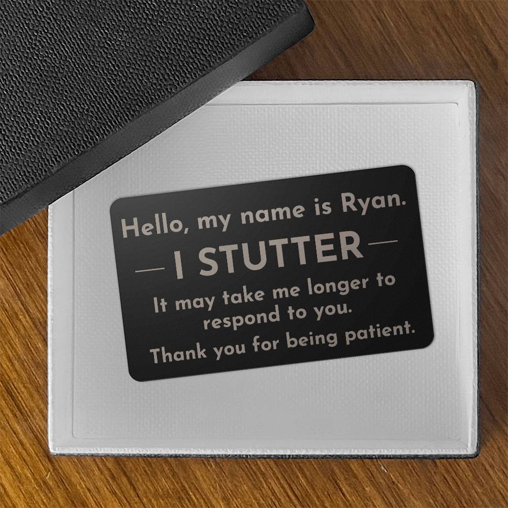 I Stutter Engraved Wallet ID Card, Stuttering Card Disability Rights, Self-advocacy for Person Who Stutters, Wallet Sized Identification Card