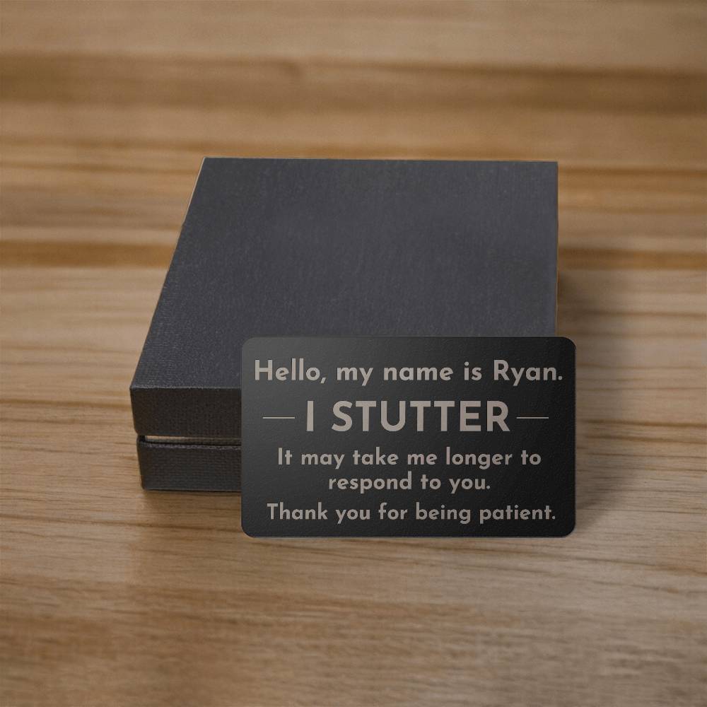 I Stutter Engraved Wallet ID Card, Stuttering Card Disability Rights, Self-advocacy for Person Who Stutters, Wallet Sized Identification Card