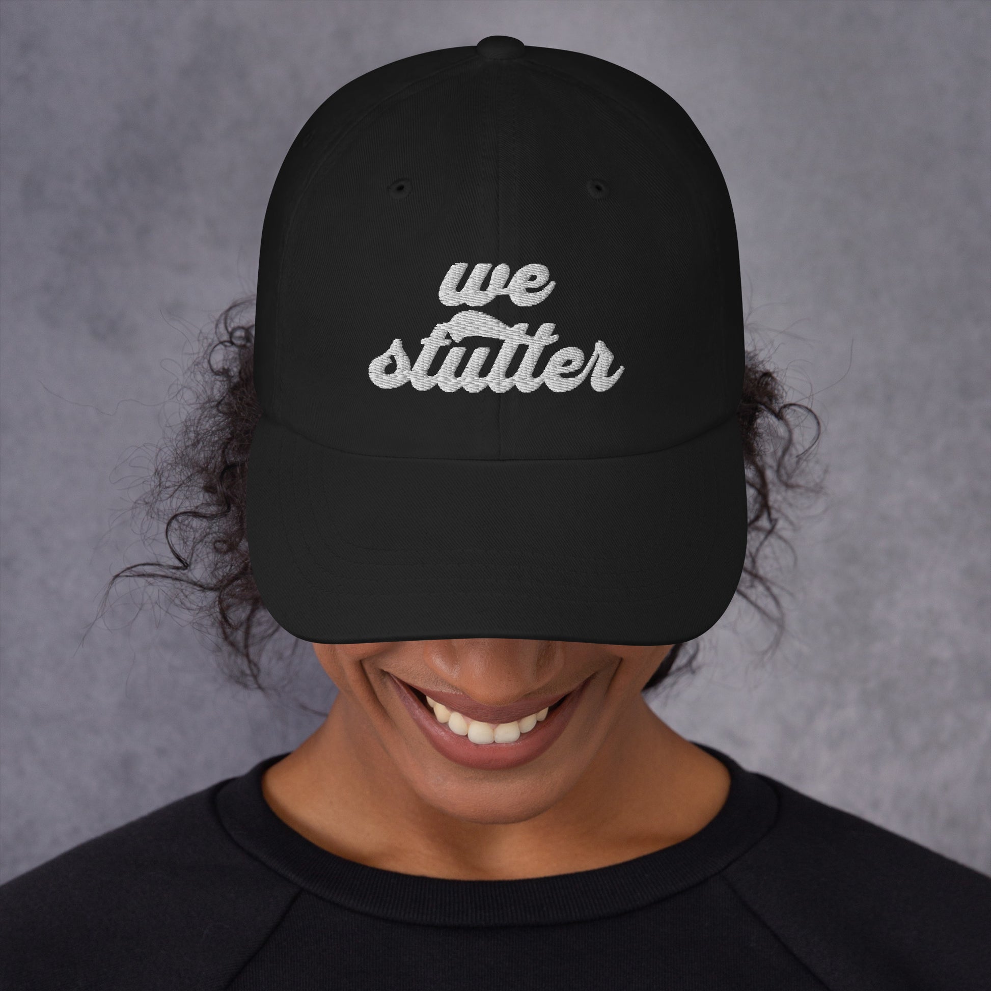 Show your solidarity with Team Stuttering at the National Stuttering Association (NSA) Conference 2024 in St. Louis with this funky retro "We Stutter" embroidered "dad hat"!  ⭐Permission Granted to use National Stuttering Association Logos and Slogans April 17, 2024  A portion of the proceeds will go towards National Stuttering Association (NSA) support groups - thanks for supporting the Normalize Stuttering movement!