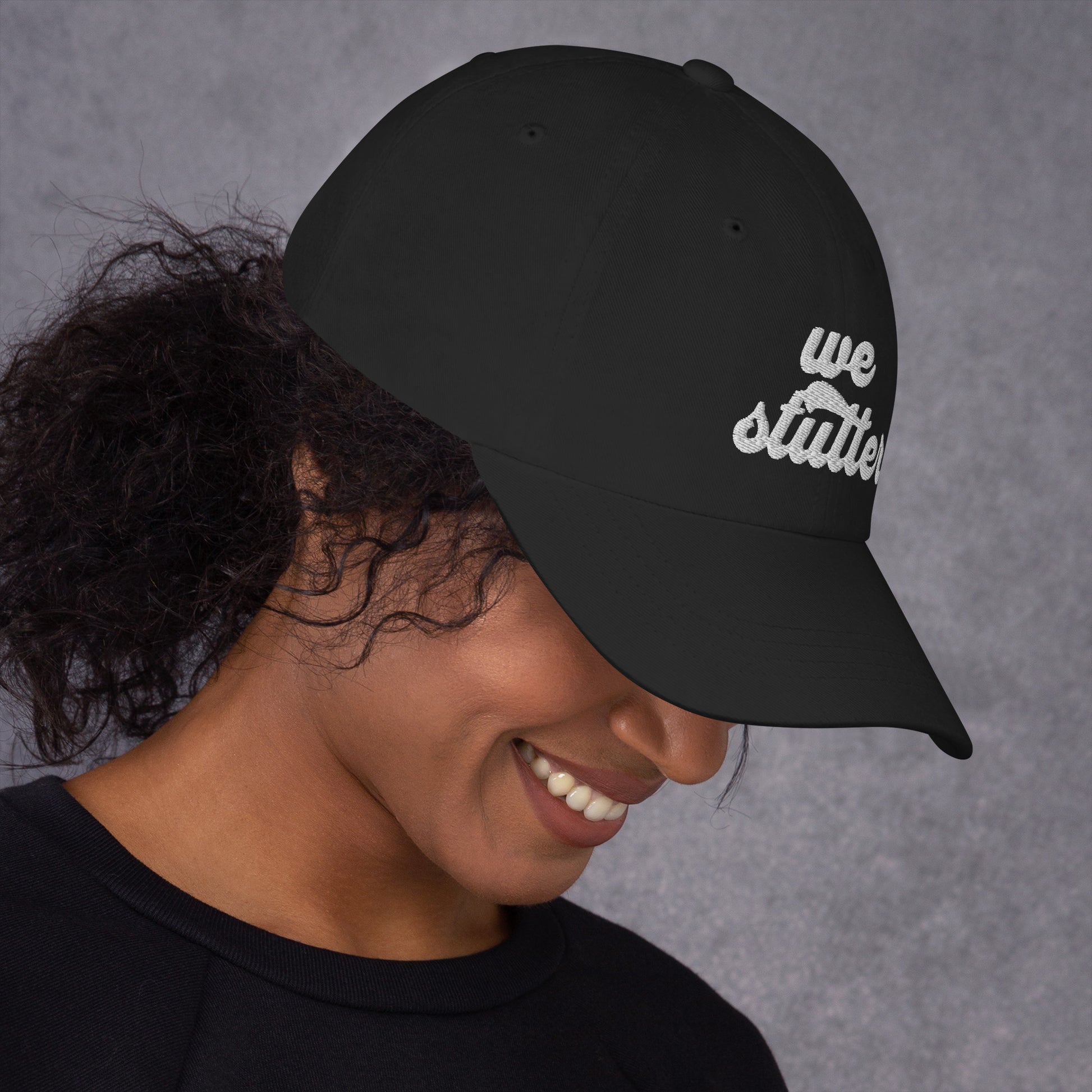 Show your solidarity with Team Stuttering at the National Stuttering Association (NSA) Conference 2024 in St. Louis with this funky retro "We Stutter" embroidered "dad hat"!  ⭐Permission Granted to use National Stuttering Association Logos and Slogans April 17, 2024  A portion of the proceeds will go towards National Stuttering Association (NSA) support groups - thanks for supporting the Normalize Stuttering movement!