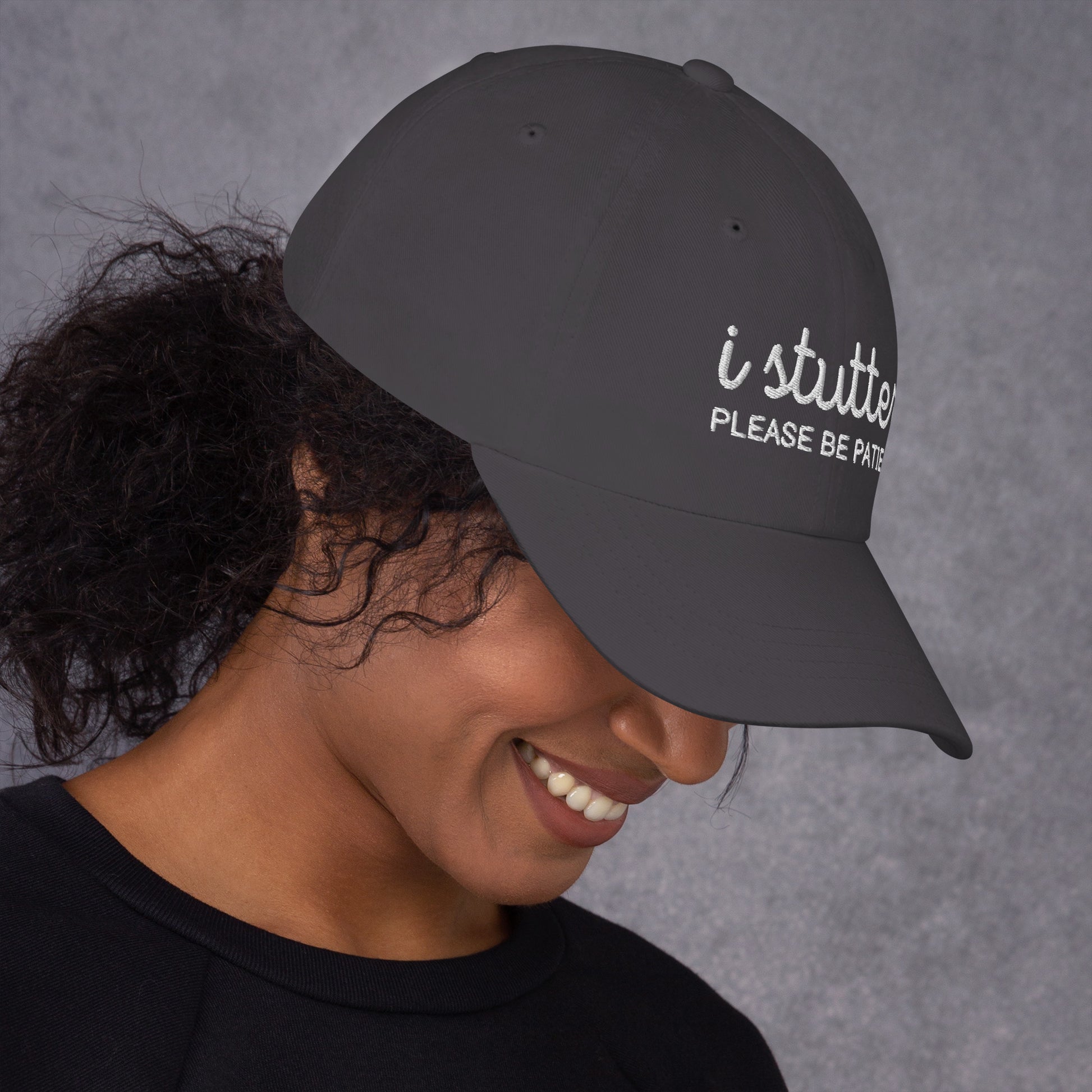 I Stutter Please Be Patient Embroidered Unisex Classic Hat for Person Who Stutters, Self-Disclosure Stuttering Therapy Stutter Awareness Cap