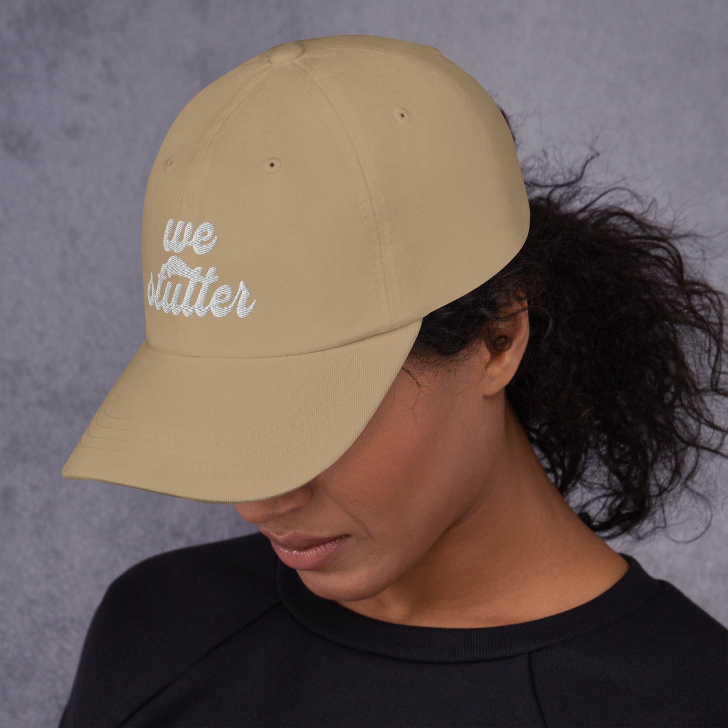 Show your solidarity with Team Stuttering at the National Stuttering Association (NSA) Conference 2024 in St. Louis with this funky retro "We Stutter" embroidered "dad hat"!  ⭐Permission Granted to use National Stuttering Association Logos and Slogans April 17, 2024  A portion of the proceeds will go towards National Stuttering Association (NSA) support groups - thanks for supporting the Normalize Stuttering movement!