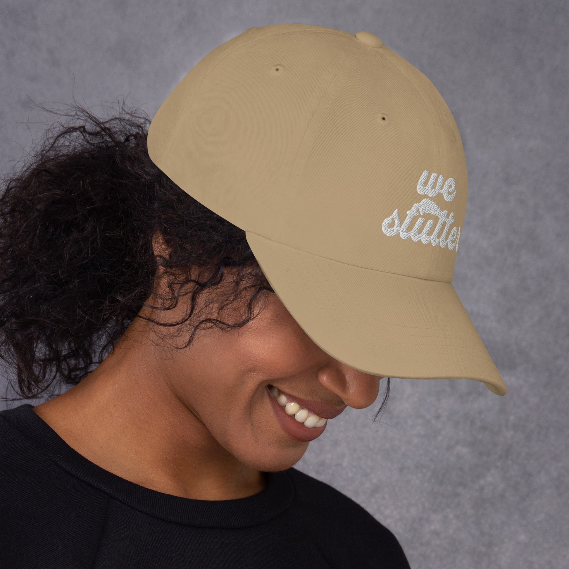 Show your solidarity with Team Stuttering at the National Stuttering Association (NSA) Conference 2024 in St. Louis with this funky retro "We Stutter" embroidered "dad hat"!  ⭐Permission Granted to use National Stuttering Association Logos and Slogans April 17, 2024  A portion of the proceeds will go towards National Stuttering Association (NSA) support groups - thanks for supporting the Normalize Stuttering movement!