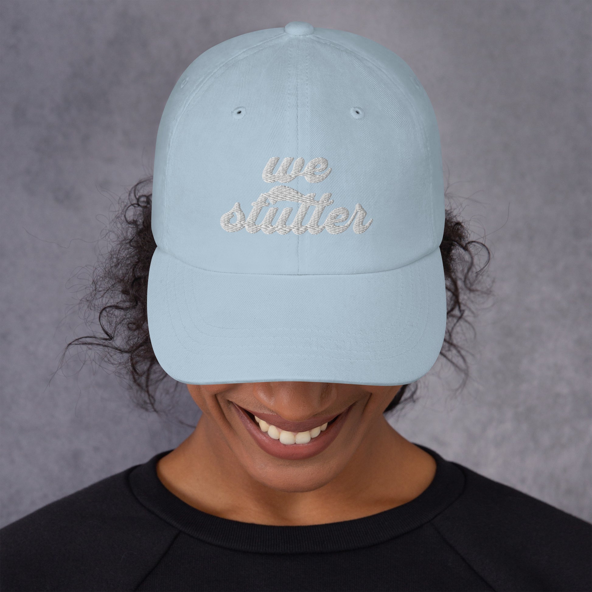 Show your solidarity with Team Stuttering at the National Stuttering Association (NSA) Conference 2024 in St. Louis with this funky retro "We Stutter" embroidered "dad hat"!  ⭐Permission Granted to use National Stuttering Association Logos and Slogans April 17, 2024  A portion of the proceeds will go towards National Stuttering Association (NSA) support groups - thanks for supporting the Normalize Stuttering movement!