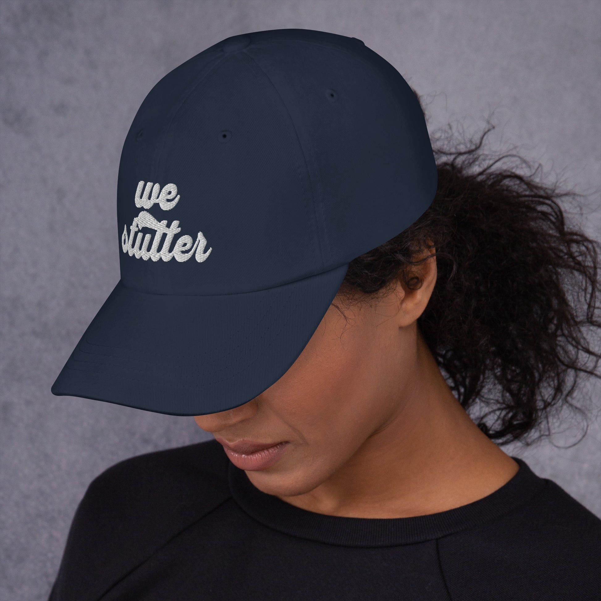 Show your solidarity with Team Stuttering at the National Stuttering Association (NSA) Conference 2024 in St. Louis with this funky retro "We Stutter" embroidered "dad hat"!  ⭐Permission Granted to use National Stuttering Association Logos and Slogans April 17, 2024  A portion of the proceeds will go towards National Stuttering Association (NSA) support groups - thanks for supporting the Normalize Stuttering movement!