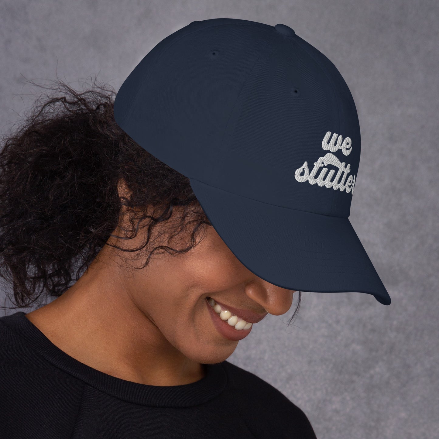 Show your solidarity with Team Stuttering at the National Stuttering Association (NSA) Conference 2024 in St. Louis with this funky retro "We Stutter" embroidered "dad hat"!  ⭐Permission Granted to use National Stuttering Association Logos and Slogans April 17, 2024  A portion of the proceeds will go towards National Stuttering Association (NSA) support groups - thanks for supporting the Normalize Stuttering movement!