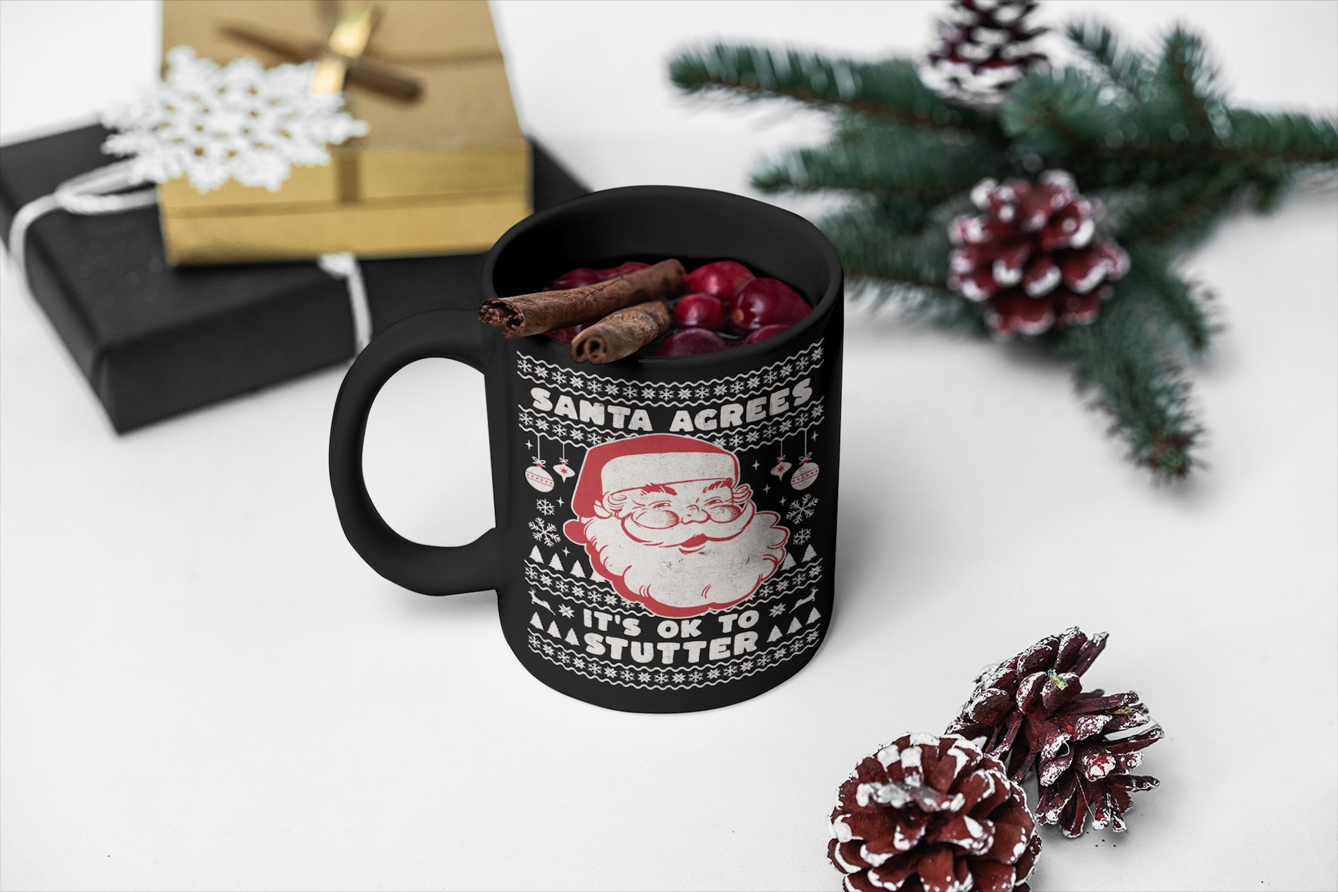 Santa Agrees It's OK to Stutter Christmas Coffee Mug