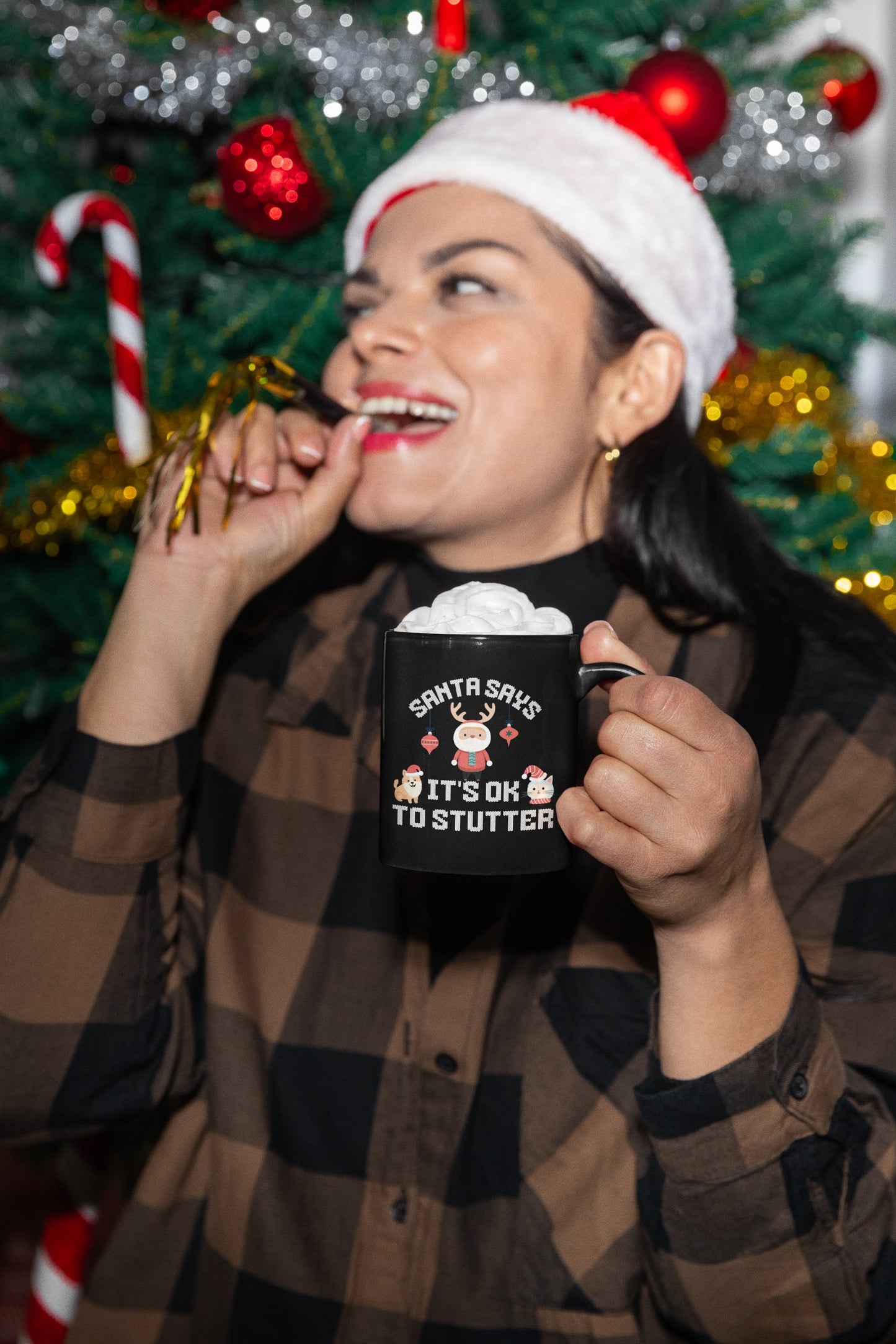 Santa It's OK to Stutter Cat & Dog Mug