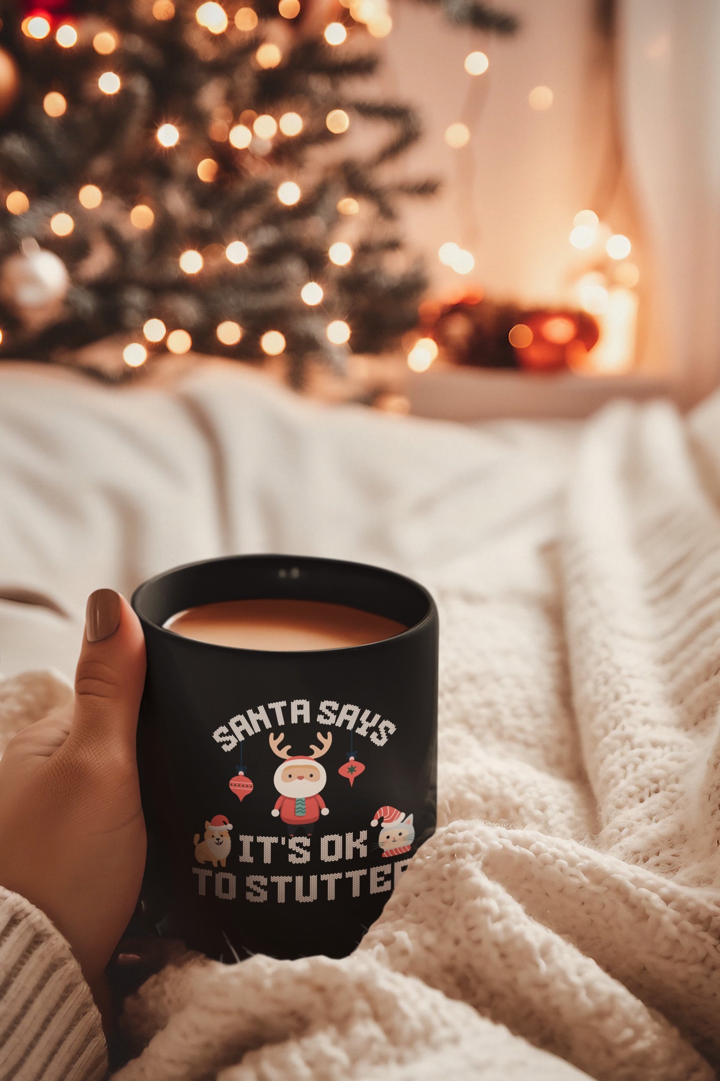 Santa It's OK to Stutter Cat & Dog Mug