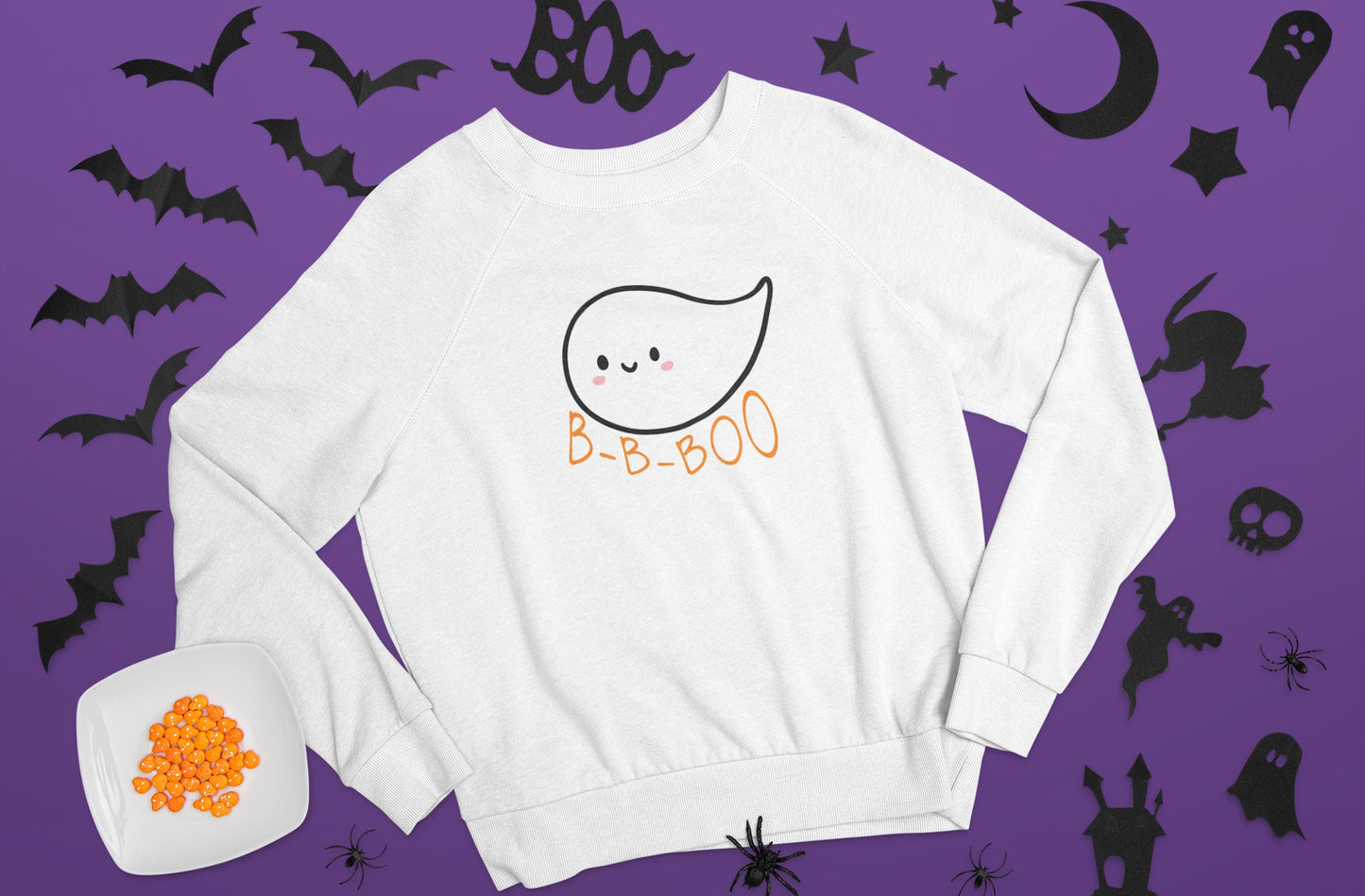 Halloween Stutter Ghost B-B-Boo Youth Sweatshirt