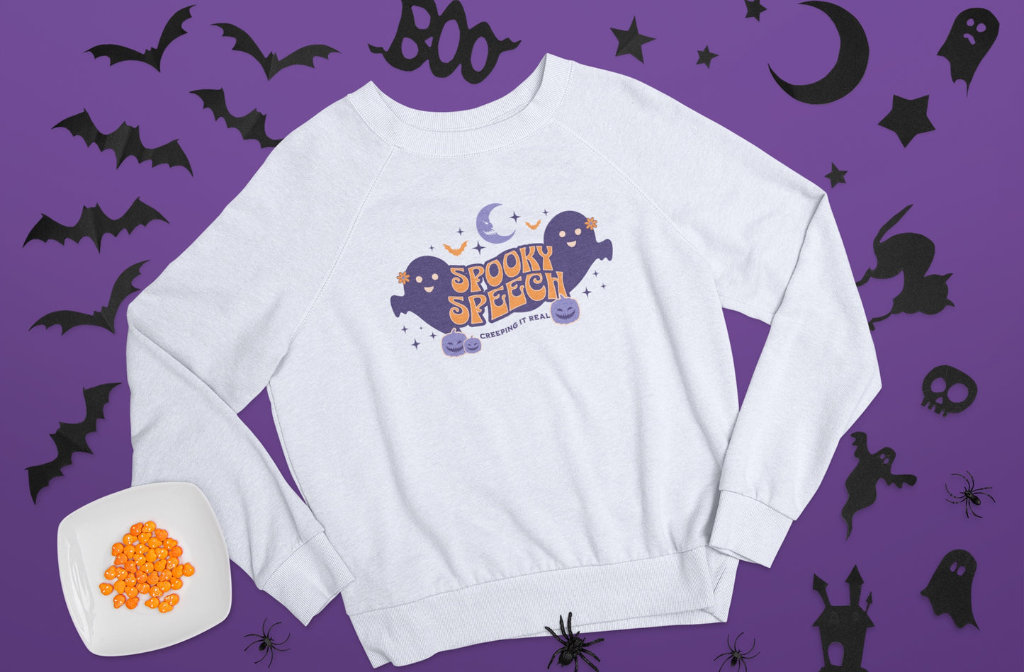 SLP Spooky Speech Creeping It Real Halloween Sweatshirt