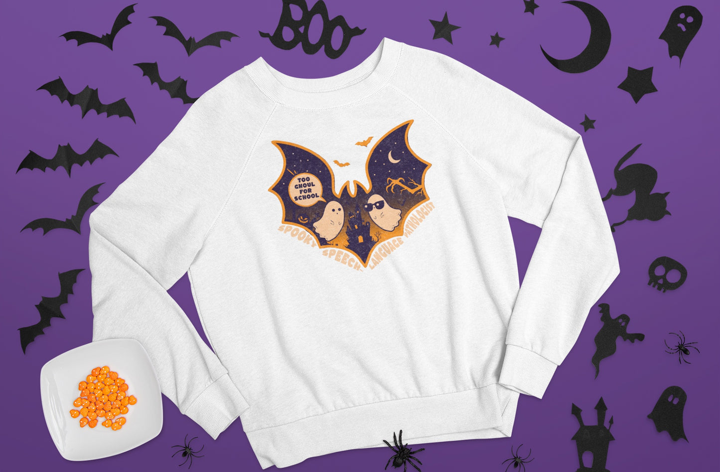 Too Ghoul for School Ghost SLP Halloween Sweatshirt