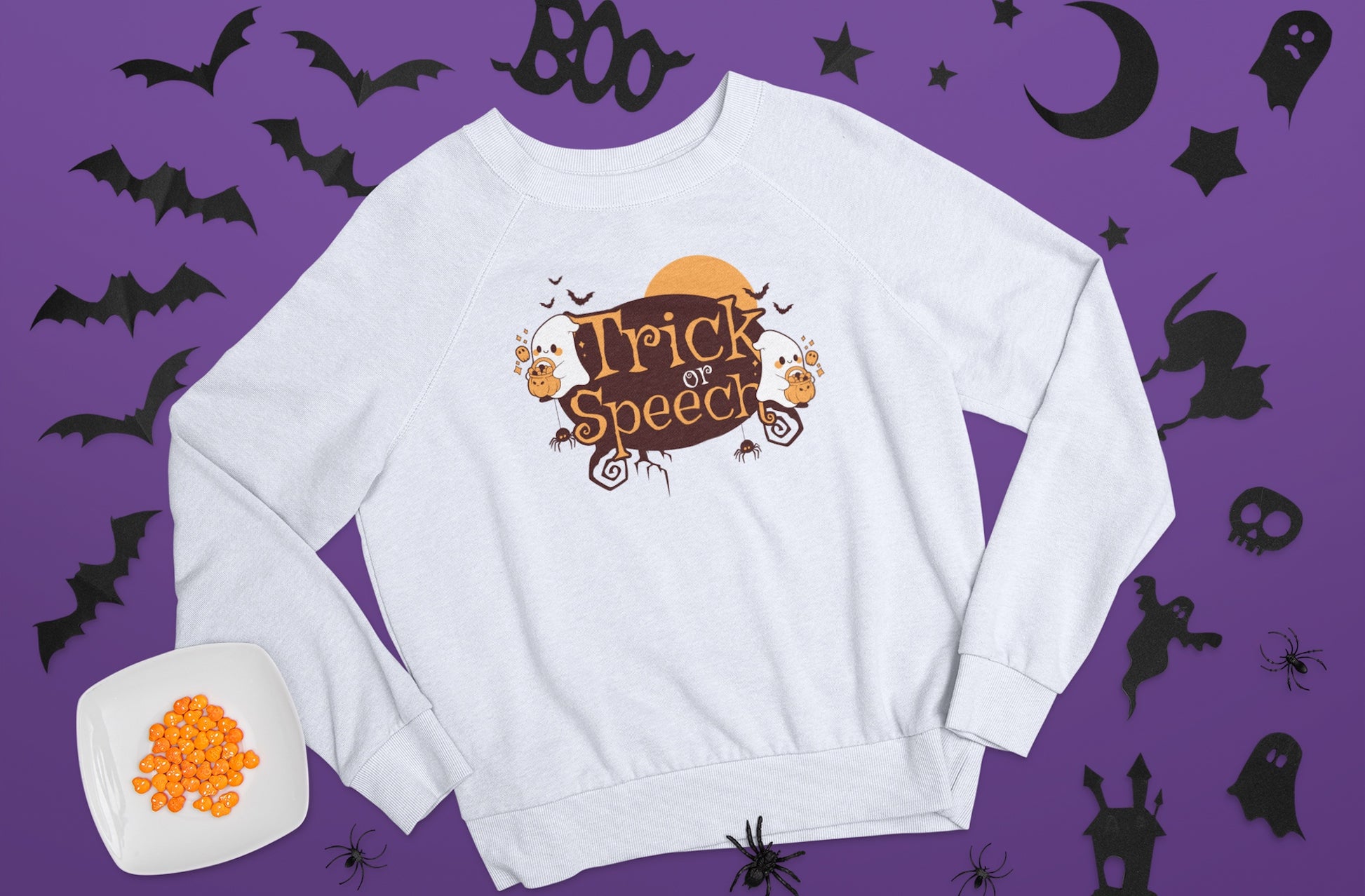 Trick or Speech Halloween Sweatshirt for SLPs & SLPAs