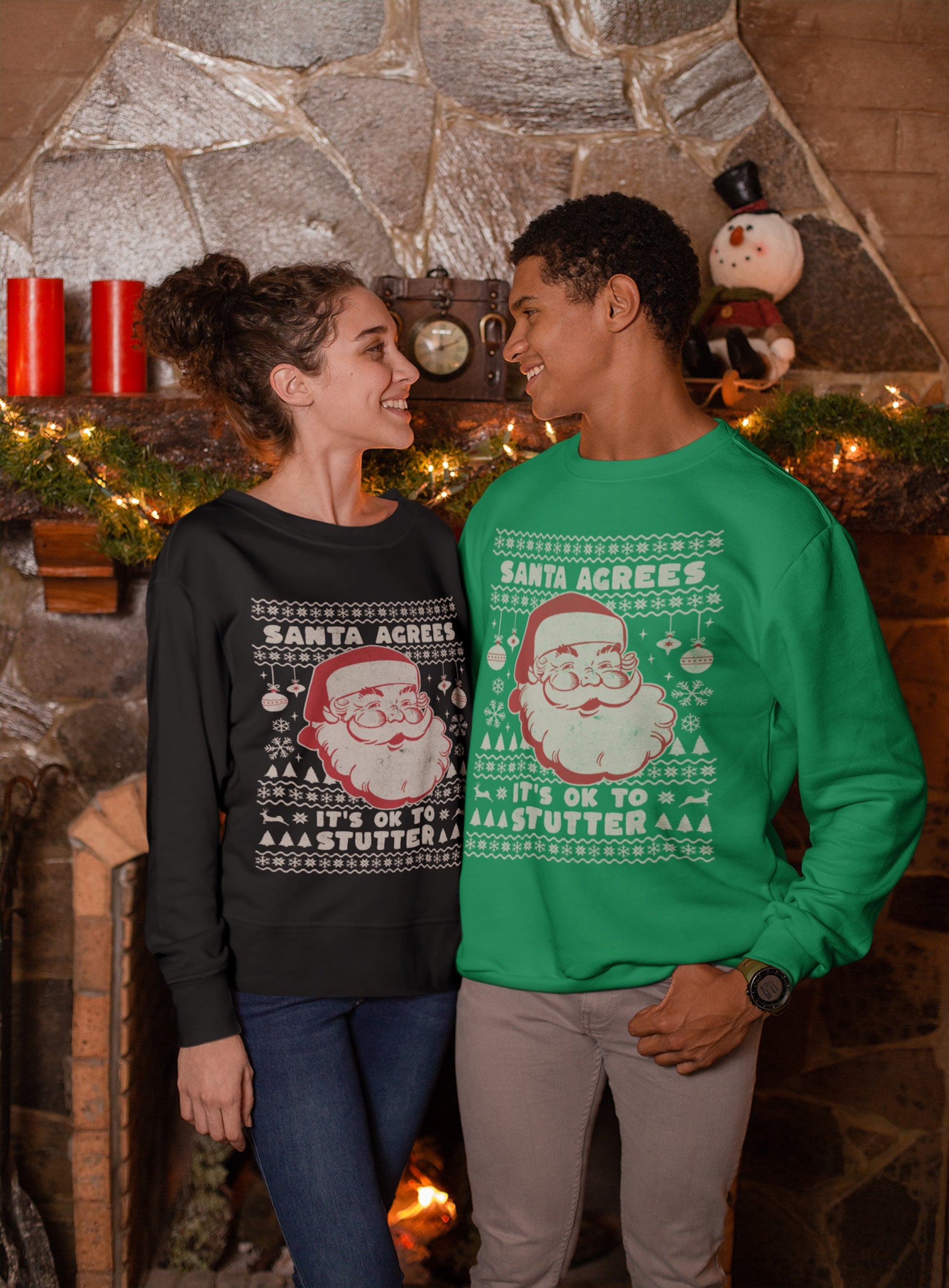 Santa Agrees It's OK to Stutter Ugly Christmas Sweatshirt