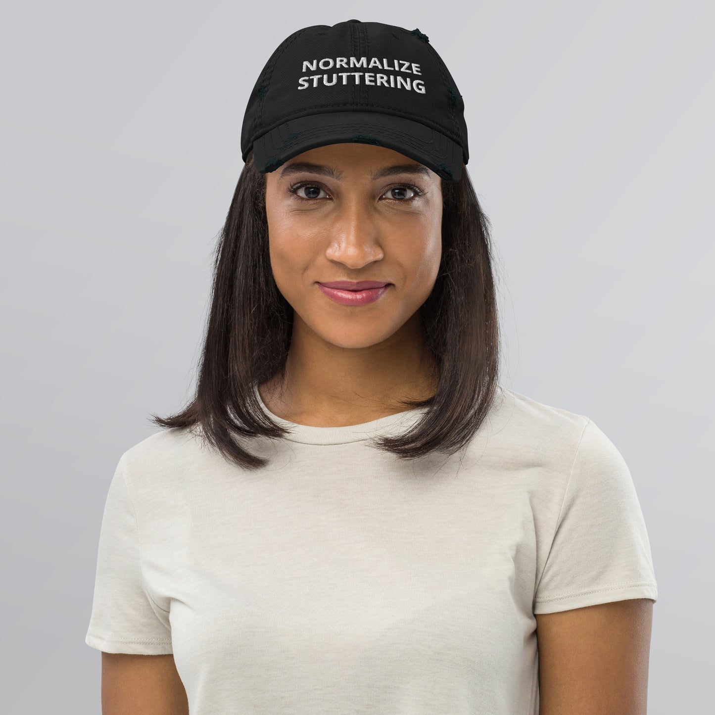 Normalize Stuttering Embroidered Distressed Dad Hat