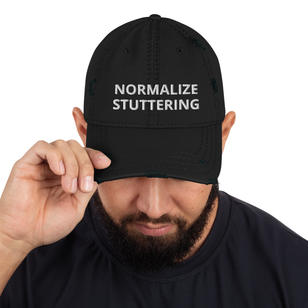 Normalize Stuttering Embroidered Distressed Dad Hat