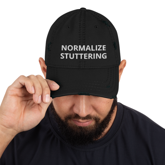Normalize Stuttering Embroidered Distressed Dad Hat