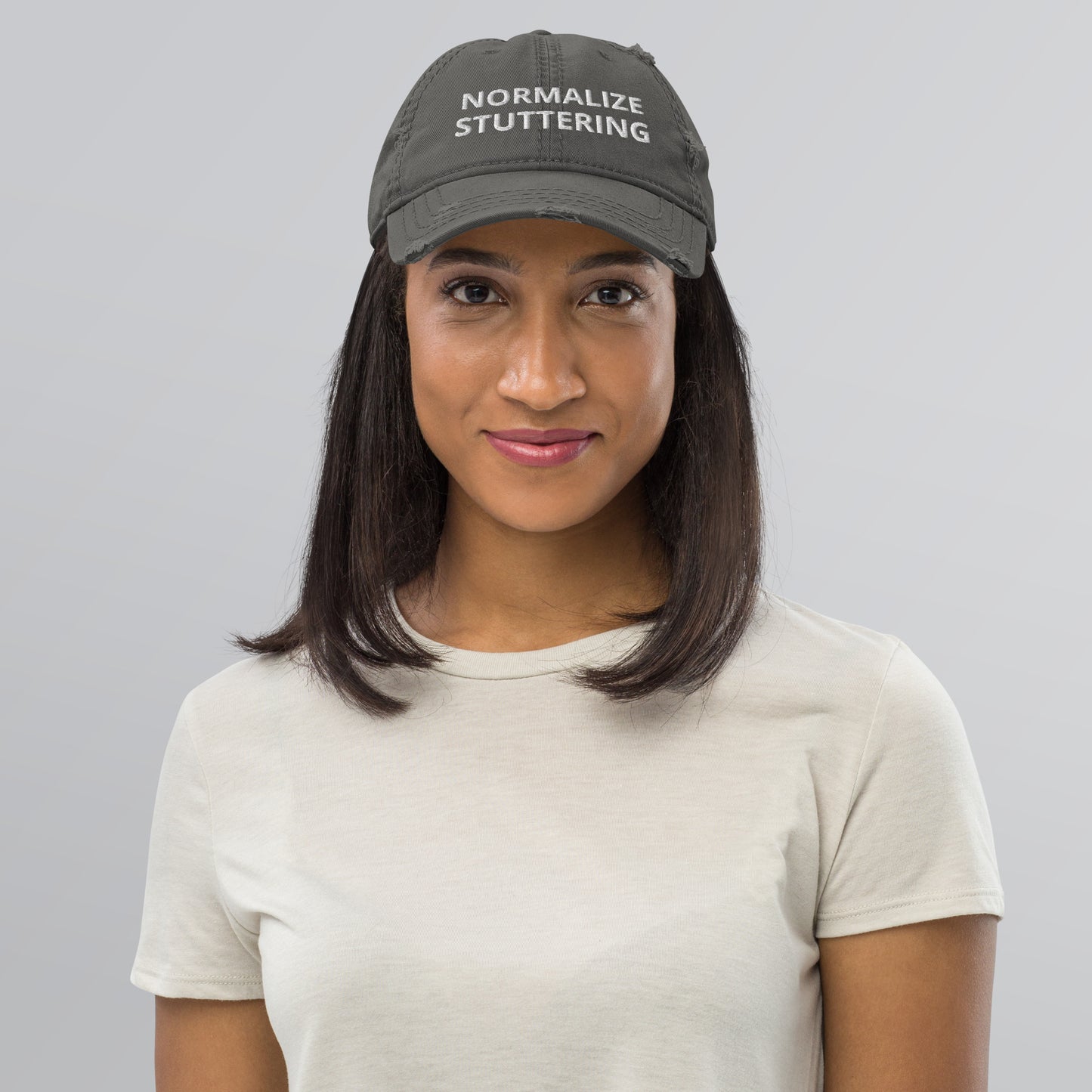 Normalize Stuttering Embroidered Distressed Dad Hat