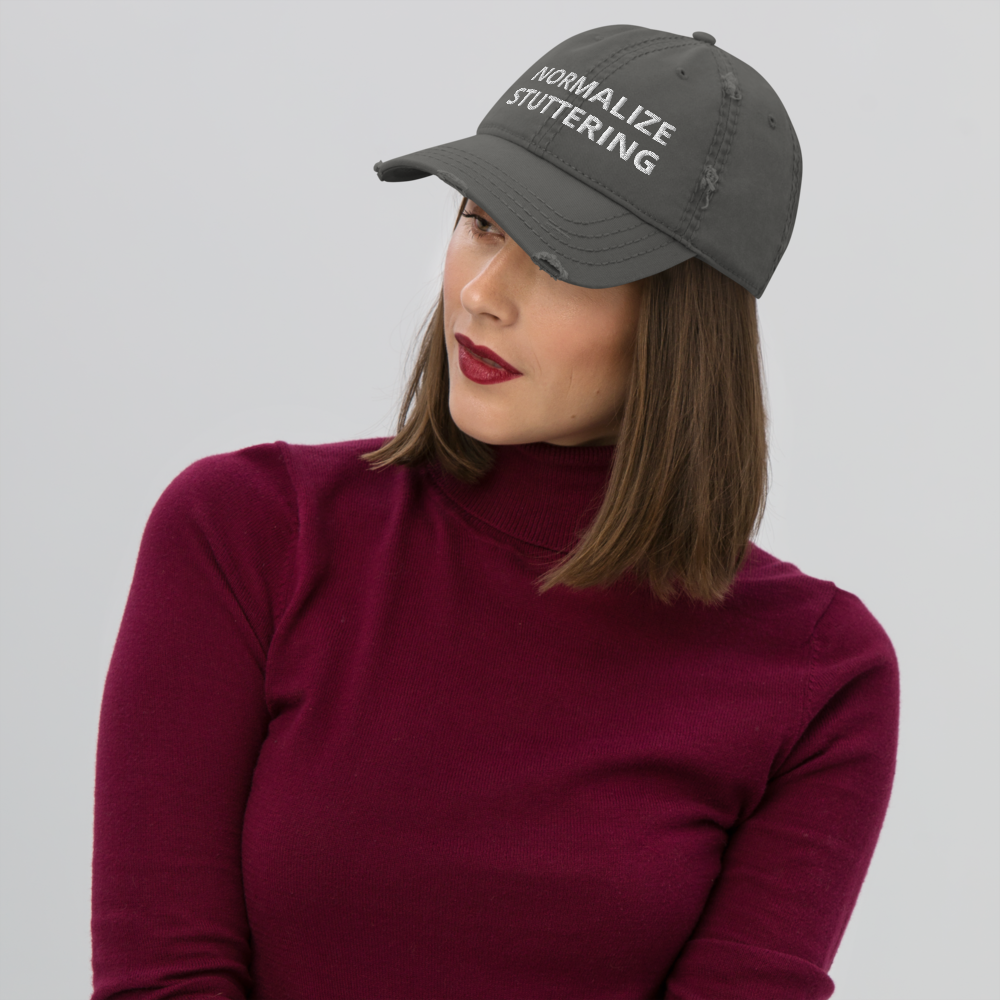 Normalize Stuttering Embroidered Distressed Dad Hat