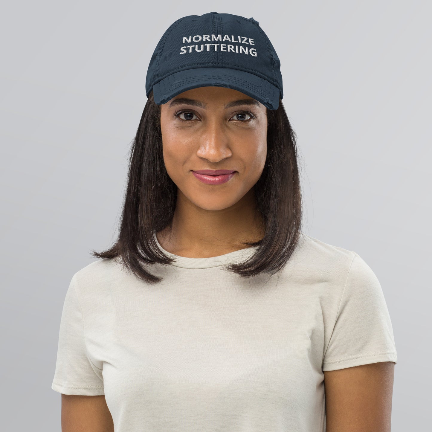 Normalize Stuttering Embroidered Distressed Dad Hat