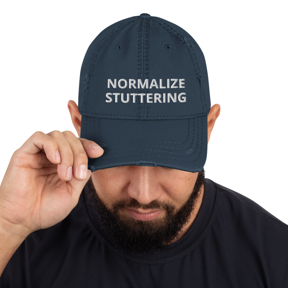 Normalize Stuttering Embroidered Distressed Dad Hat