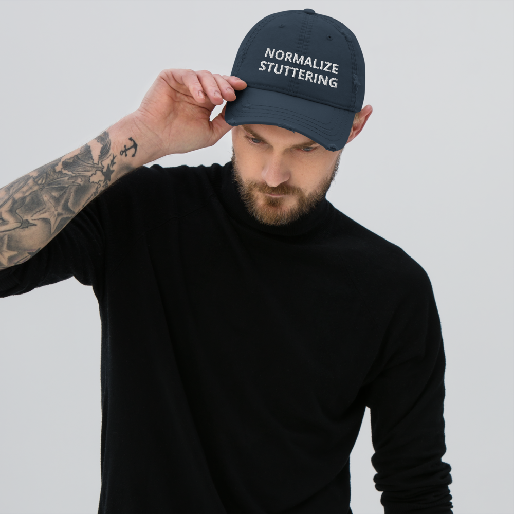 Normalize Stuttering Embroidered Distressed Dad Hat