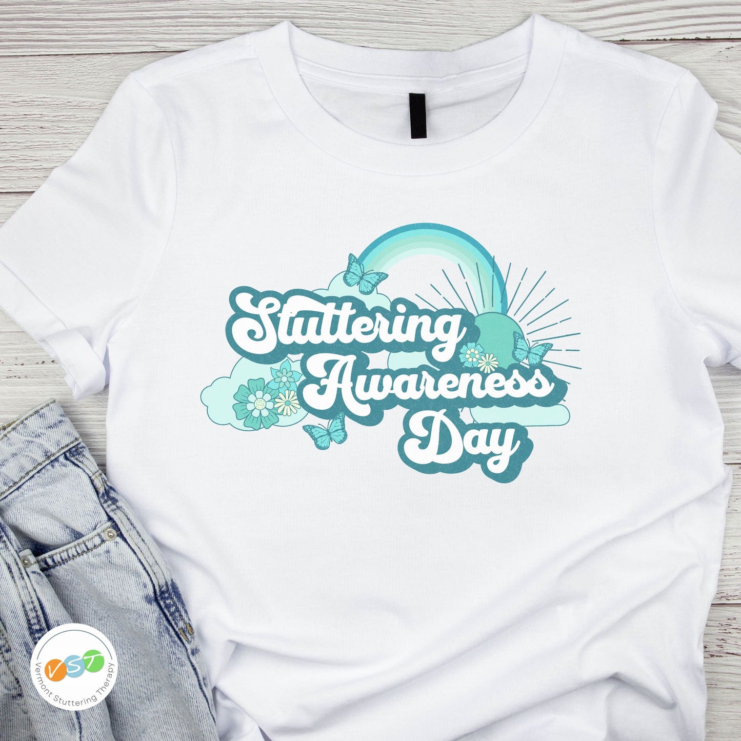 ISAD Stuttering Awareness Day Rainbow Tshirt