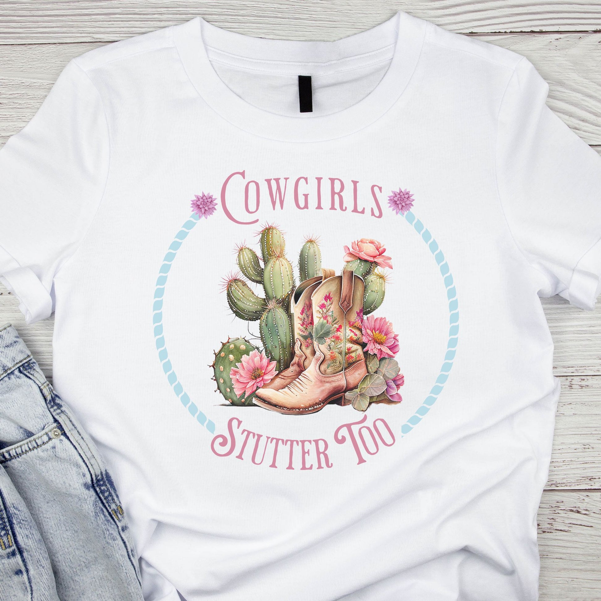 Cowgirl Boots Stuttering T-shirt for Person Who Stutters