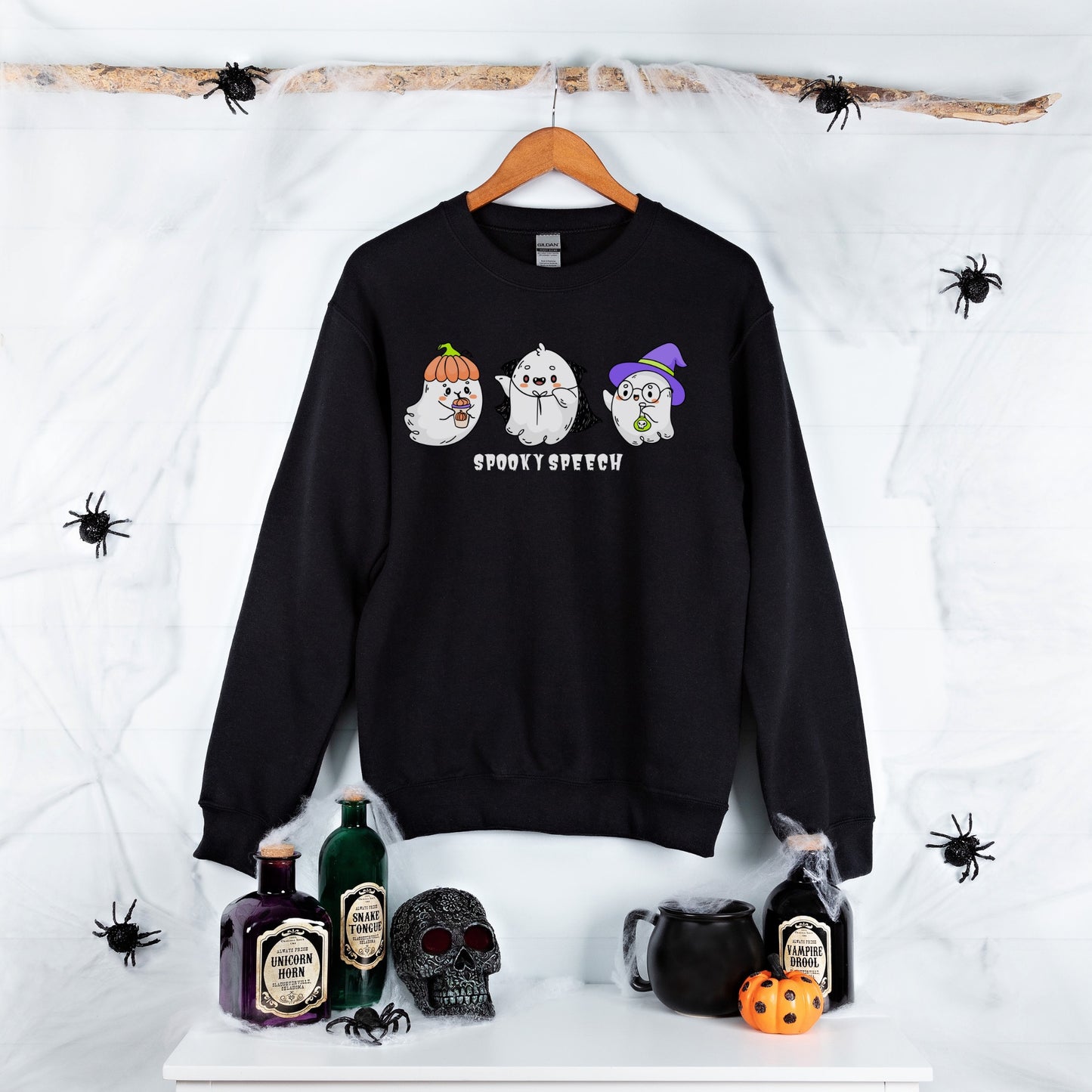 Spooky Speech Cute Ghosts Halloween Sweatshirt for SLP or SLPA